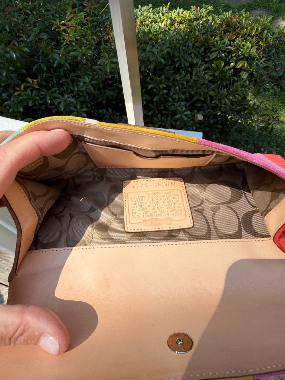 Coach Soho Wristlet/Clutch Multicolor Suede Striped, Leather Trim *VINTAGE* 2003 - Picture 5 of 17